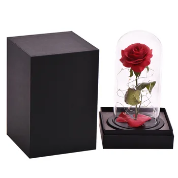 1 set Gražus Dirbtinis Eternal Rose LED Šviesos Stiklo Kupolas Su Dovanų Dėžutė Namų Dekoro Kalėdų Dovana Valentino Dieną