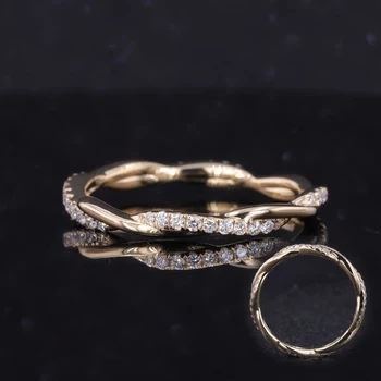 10K Geltonos aukso Susukti Vynuogių Amžinybę Moissanite Deimantų Žiedas aukso vestuvinis žiedas papuošalai