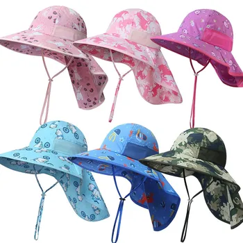 2022 Mados Mergaičių Panamos Skrybėlės Vaikai Medvilnės Reguliuojamas Ausų Padengti Sunhat Kūdikiui, Apsauga Nuo Saulės, Lauko Dangtelis Vaikų Vasaros Paplūdimio Kepurė