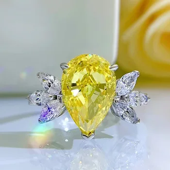 2022 naujas s925 sidabro 8*12 Spinduliavimo yellow diamond 