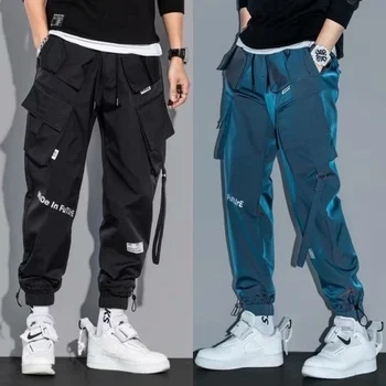 2022 Vyrų Krovinių Kelnės Mados Hip-Hop Multi-kišeniniai Kelnės Madinga Kietas Streetwear Sweatpants Pantalones Casuales Para Hombre