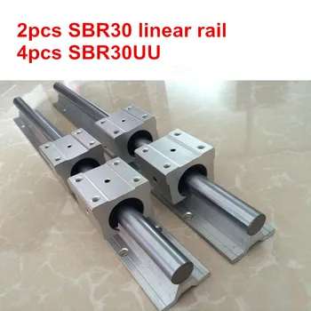 2vnt SBR30 - 1200mm linijinis geležinkelių vadovas + 4pcs SBR30UU blokuoti