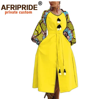 Afrikos Suknelės Moterims Šalis vakarinę Suknelę Spausdinimo Rankovėmis Plius Dydis Maxi Suknelė Balta Suknelė Vestuvių Suknelė Vaškas, Medvilnės A1925011