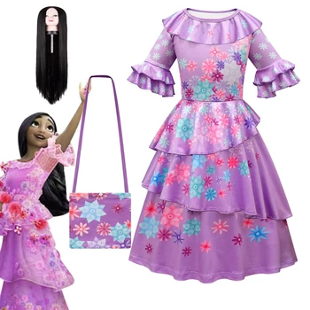 Anime Encanto Cosplay isabella cosplay perukas Violetinė Kostiumu Mergina Dress Vaikams Išgalvotas Suknelės perukas Karnavalas Šalies Vaikai Princesė