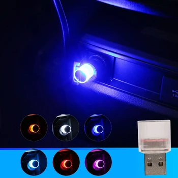 Automobilių Mini USB LED Ambient Dekoratyvinis Apšvietimas Šalies Mirksi Spalvinga Nešiojamų Plug Automobilio Salono Jokių Pokyčių Dekoratyvinis Apšvietimas