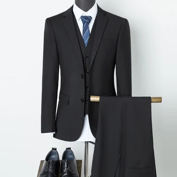 Boutique 7XL (Švarkas+ Liemenė + Kelnės) Vyrų didžiosios Britanijos Stiliaus Vyresnysis Paprastas Elegantiškas Mados Partijos Veiklos Džentelmenas Kostiumas 3 Gabalas