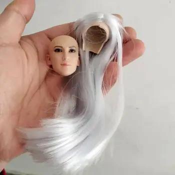 Custom 1/6 Masto Sidabro Plaukų Moteris Kareivis Galvos Skulptūra Grožio Mergina, Galvos Raižyti figūra žaislas