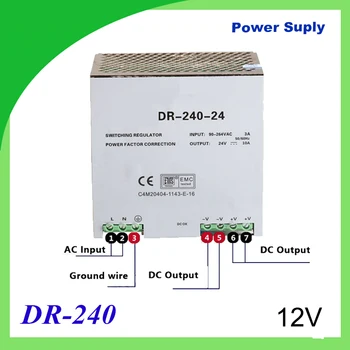 DR-240-12 Din bėgelio maitinimo 240w 12V power suply 12V/24V/36V/48V 240w ac dc konverteris dr-240 geros kokybės