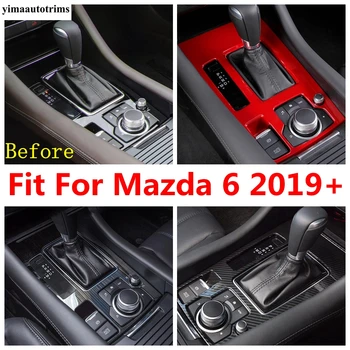 Dėl Mazda 6 2019 2020 2021 Perdavimo Perjungti Pavarą Skydelis Viršelio Dekoras Apdailos Anglies Pluošto /Raudona Nerūdijančio Plieno Reikmenys, Interjero