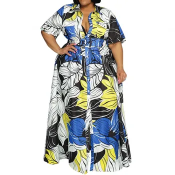 Elegantiškas Atsitiktinis Moterų Maxi Suknelė Vasaros Streetwear Mados Trumpas Rankovės Prarasti Atspausdinta Marškinėliai Suknelė Skraiste Femme Africaine Drabužiai