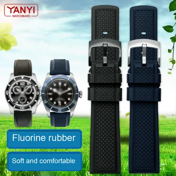 Fluororubber watchband 20mm 22mm Silikono Gumos apyrankė omega seiko longines laikrodžiai rolex band prekės sporto dirželis žiūrėti
