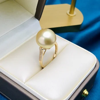 JY Kietasis 18K Gold 12-13mm Pobūdžio Jūros Vandens Auksinių Perlų Žiedai Moterims Fine Jewelry Gimtadienio Dovanos