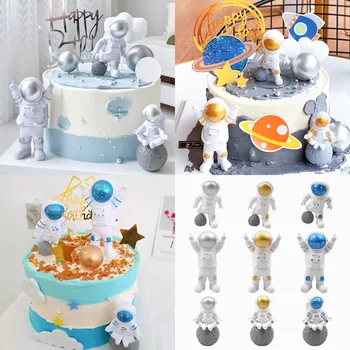 Kosmoso Pyragas Apdaila Plastikinių Astronautas Figūrėlės Tortas Topper Kosmoso Gimtadienio Pyragas Apdaila Tiekimo Žaislai Ornamentu