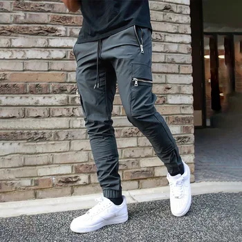Krovinių Kelnės Vyrams 2021 Naują Užtrauktuką Multi-Pocket Atsitiktinis Liesas Streetwear Kelnes vientisa Spalva Vyrų Kelnės Poilsiu Sweatpants M-XXXL