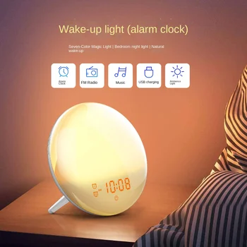 Led Spalvinga Wake-up Light 2 Kartos Elektroninių Žadintuvas Lovos, Miegamojo Saulėtekio pažadinimo su Miegojimo Skaitmeninis Laikrodis