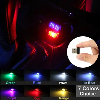 Mini USB Automobilinis Aplinkos Šviesos Dekoratyvinė Lempa LED Neon Interjero, Aplinkos Šviesos Avarinis Apšvietimas Automobilio Salono Accesories