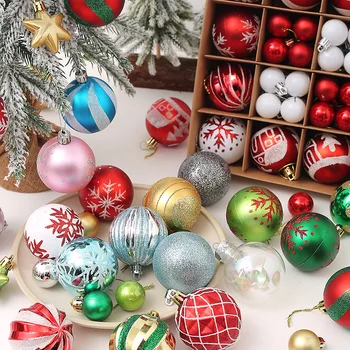 Naujas 42 pak Kalėdų dažytos kamuolys dovanų dėžutėje nustatyti Kalėdų eglutė dekoratyvinis kamuolys dovana pakabukas 3cm/6cm