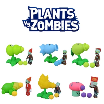 Originali plants vs Zombie Serijos Modeliai Box Set Žaislai Augalų Peashooter Minkštos Gumos Visą Anime Pav Modelio Lėlė, Vaikams, Žaislas, Dovanos