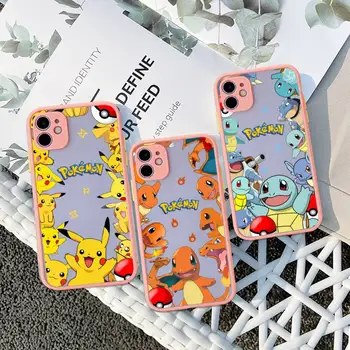 Pikachu Charmander Squirtle Bulbasaur Telefono dėklas Skirtas iphone 14 13 12 11 Pro Max Mini Plus X XS XR Rožinis Matinis Skaidrus