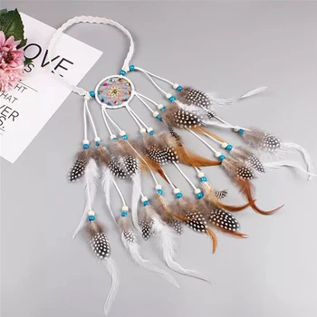 Plunksnų Hairband, Tricolor Plunksnomis Dekoruoti Ornamentais Bohemijos Nacionalinės Vėjo Galvos Apdangalai Moterų Kovotojas Vaizdingas Nuotrauka Plaukų Virvė