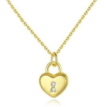 Prabanga Love Lock Pendant Karoliai Moterų Kietas S925 Sterlingas Sidabro Clavicle Grandinės Paprastu būdu Fine Jewelry Choker Dovana