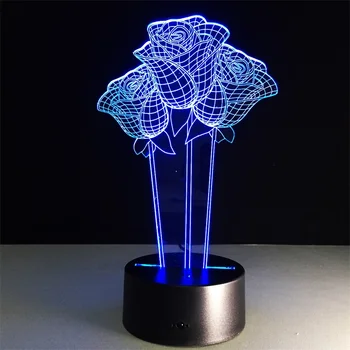 Rožės USB Naktį Žibintai Akrilo LED 3D Vaizdo Šviesos Kūrybinis Prisilietimas Stalinių Lempų, Valentino Diena, Vestuvių, Gimtadienio Dovana