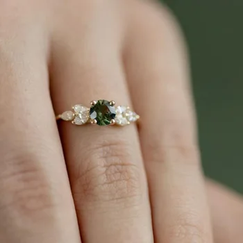 Smaragdas Brangakmenio Žiedai Naujas Mados elegantiškas diamond-nustatyti, brangakmenio žiedai Europa ir Jungtinės amerikos valstijos Žiedas Papuošalai