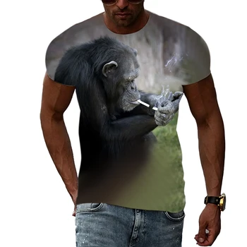 Vasaros 3D Spausdinti marškinėliai Hip-Hop Harajuku Atsitiktinis streetwear Viršuje Vyrų Juokingas Beždžionė grafinis t marškinėliai Mados Tendencija Asmenybė