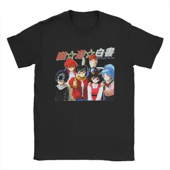 Vyriški Yu Yu Hakusho Gauja Anime Marškinėliai 100% Šukuotinės Medvilnės Derliaus Trumpas Rankovės O Kaklo Tee Marškinėliai 4XL 5XL 6XL T-Shirt