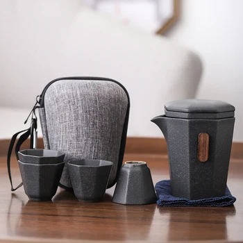 Keramikos virdulys gaiwan patys puodeliai kinijos teaware nešiojamų kelionių arbatos rinkiniai su kelionės krepšys Nemokamas pristatymas